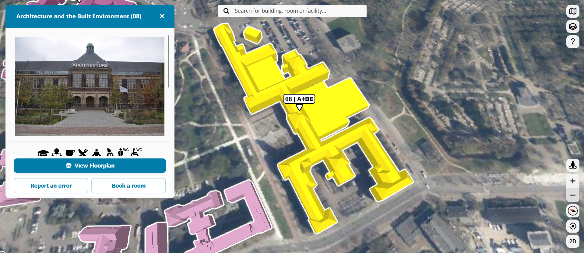 Screenshot of clicking a building on the map.