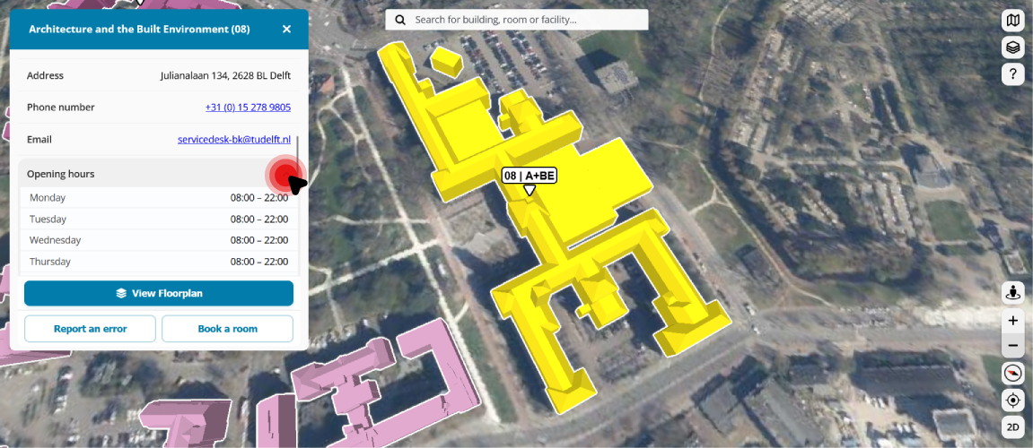 Screenshot of the information panel for a building.