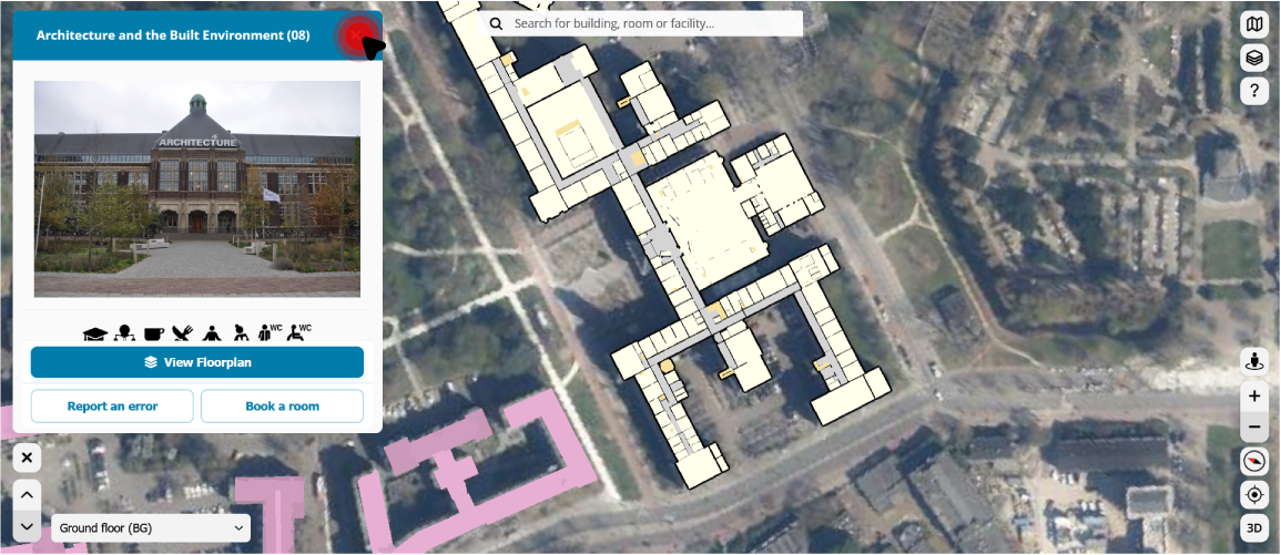 Screenshot of exploring the building interior.